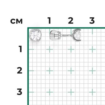 Stud earrings, Russian white gold 585, with zirconia - diameter approx. 6 mm