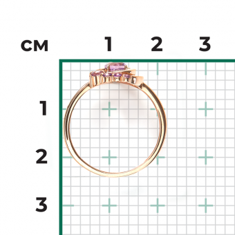 Damenring mit Amethysten, Russisches Rotgold 585, Durchmesser des zentralen Teils des Rings ca. 10 mm