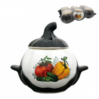 Горшочек для запекания "Тыква" с ручками, 0,75 л, с овощным декором (набор из 6 горшочков)