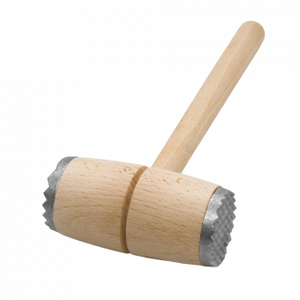 Молоток деревянный с двумя металлическими насадками, 28 см