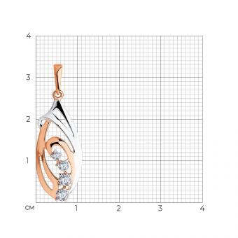 einnehmender Anhänger, Russisches Rotgold 585, mit Zirkonia, Höhe ca. 34 mm