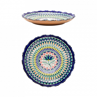 Lagan Mechrob aus Keramik, mit Wellenrand, Handarbeit, Ø 32 cm