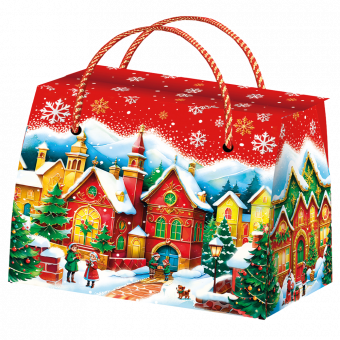 Faltbare Weihnachtsverpackung Wintermärchen, 800 g, Karton-Geschenkbox für Pralinen
