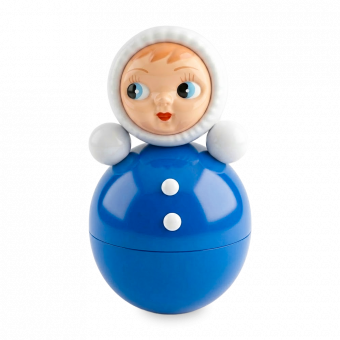 Musical stand-up doll, blue, 15 cm