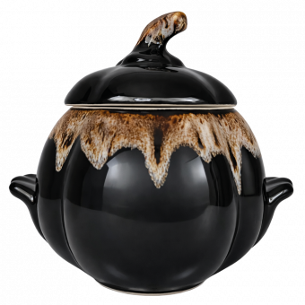 Suppenterrine „Kürbis“ aus Keramik mit Deckel und Griffen, braun (2,4 L)