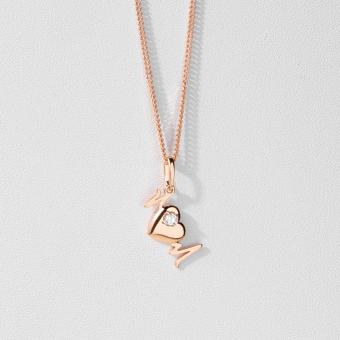 Pendant, russian red gold 585, with zirconia, height approx. 27 mm