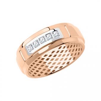 Beautiful women's ring, russian red gold 585, with zirconia 