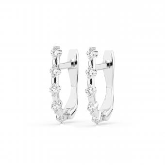 Earrings, red / white and yellow gold 585, with brilliant-cut diamonds approx. 0,20 ct. GSI, height approx. 17 mm