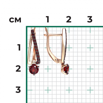 Ohrhänger aus Rotgold 585 mit Granaten im markanten geometrischen Design