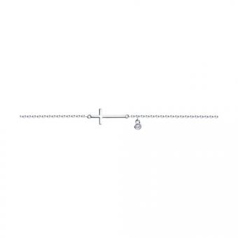 Attraktives Armband, Silber 925, mit 1 Zirkonia, Länge ca. 17-19 cm, Kreuzlänge ca. 20 mm 