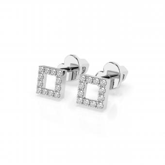 Stud earrings, red / white and yellow gold 585, with brilliant-cut diamonds approx. 0,14 ct. GSI