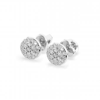 Stud earrings, red / white and yellow gold 585, with brilliant-cut diamonds approx. 0,30 ct. GSI, diameter approx. 6,5 mm
