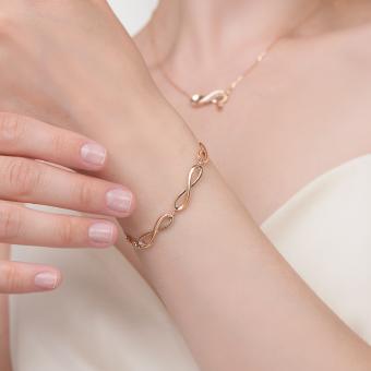 Bracelet "Infinity" - Length approx. 22 mm, Russian red gold 585, length bracelet approx. 16 - 20 cm, weight approx. 5,10 gr.
