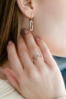 Earrings, russian red gold 585, height approx. 35 mm