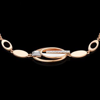 Bracelet, russian red gold 585, with cubic zirconia, length approx. 16-20 cm