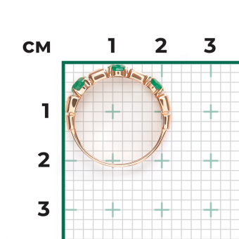 Damenring, Russisches Rotgold 585, mit grünen Smaragden - Durchmesser des Steins ca. 4-5 mm