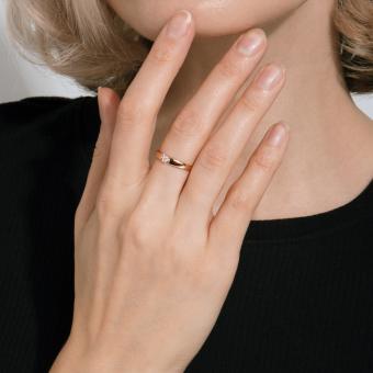 Damenring aus Russischem Rotgold 585 mit Zirkonia