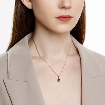Elegant pendant in red gold 585, with a brilliant-cut diamond 0.036 ct. WSI, and black ceramic insert, height approx. 14 mm