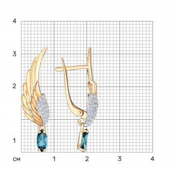 Wonderful earrings, russian red gold 585, with topaz - stone size approx. 6x4 mm and zirconia, height approx. 32 mm