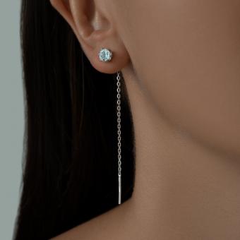 Long earrings, silver 925, with topaz, length approx. 60 mm