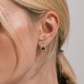 Ohrhänger, Rotgold 585, mit Sitall und Zirkonia, Breite ca. 8 mm, Höhe ca. 19 mm