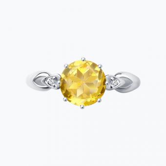 Damenring, Silber 925, mit Citrin - Durchmesser ca. 8 mm und Zirkonia