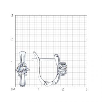 Красивые серьги из серебра 925 пробы, с фианитом Swarovski, высота ≈ 14 мм