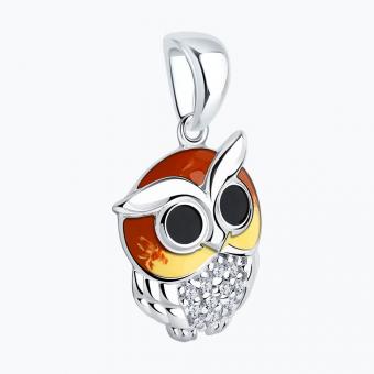 925 sterling silver pendant with cubic zirconia and enamel, height approx. 21 mm