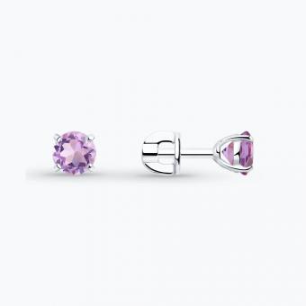 Ohrstecker, Silber 925, mit Amethysten - Durchmesser ca. 5 mm
