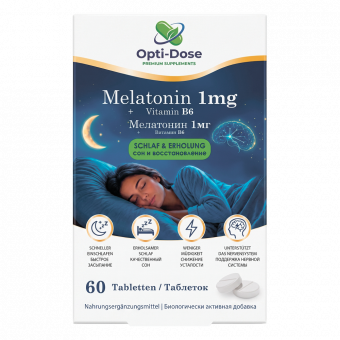 OPTI-DOSE Melatonin 1 mg + Vitamin B6, 60 tablets