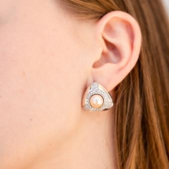 heavenly Earrings, Silver 925, Natural Pearl, zirconia, height about 21 mm