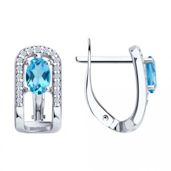 Ohrringe, Silber 925, mit Topas Swiss - Größe ca. 6x4 mm und Zirkonia, Breite ca. 8 mm, Höhe ca. 16 mm