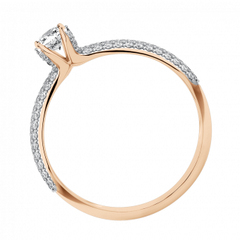 Женское кольцо, русское красное золото 585, с бриллиантами ≈ 0,6 ct. GSI, диаметр основного камня ≈ 3,5 мм, ширина кольца ≈ 3 мм