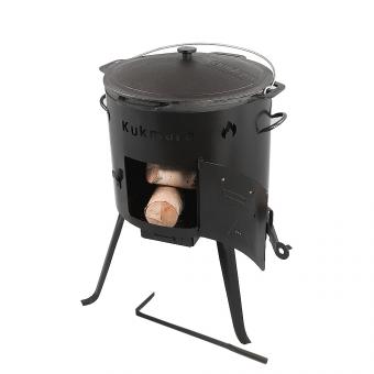 Набор для гурманов: чугунный казан 10 литров, крышка, учаг для казана