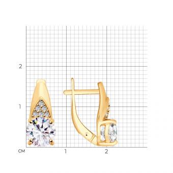 Sokolov Серьги из позолоченного серебра 925 пробы с фианитами