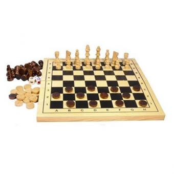 Набор настольных игр 3 в 1 шахматы, шашки, нарды - доска из дерева 