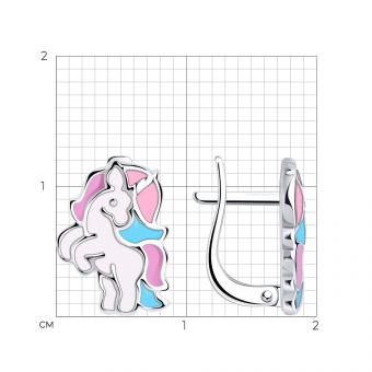 Sokolov Einhorn Ohrringe aus 925 Silber mit Emaille