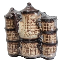 Керамический сервиз летний - кувшин сахарница 6 чашек, 30 см