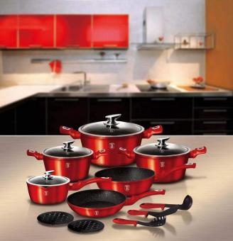 B-Ware Berlinger Haus Kochgeschirr, 15-teiliges Induktion Set in burgunderrot