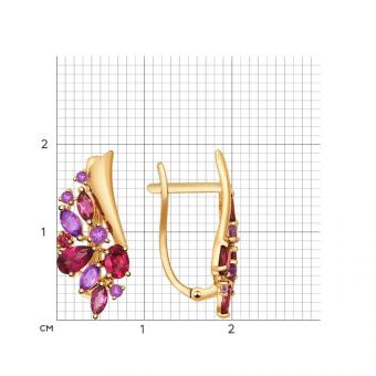 Sokolov Серьги из золота 585 пробы с аметистом и малиновым родолитом