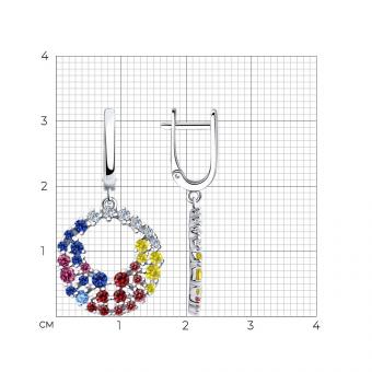 Sokolov Серебряные серьги 925 пробы с разноцветными фианитами