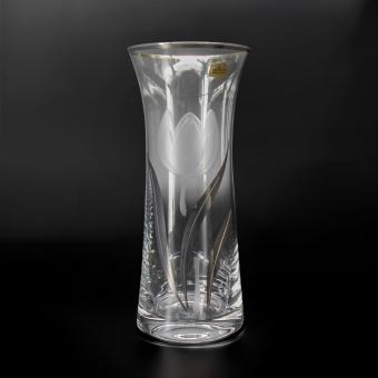 Bohemia Crystal Vase Tulpe mit Silber, 25 cm