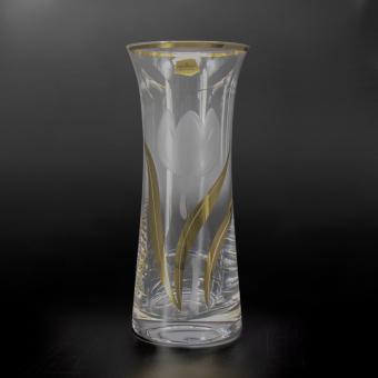 Bohemia Crystal Vase Tulpe mit Gold, 250 mm