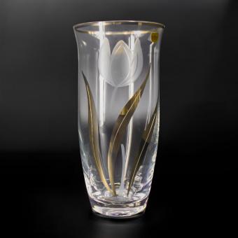Bohemia Crystal vase tulip with gold, 255 mm