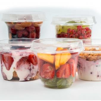 Disposable deli cup set cups with lid Ø95mm and spoon, 225ml, 50pcs.