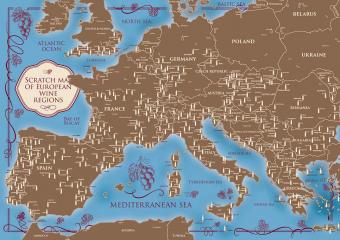 Scratch map "Wine regions in Europe" in tube (42x30cm, English)