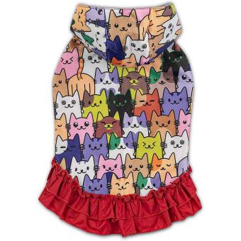 Дождевик с капюшоном и милой юбочкой для собак, с ярким принтом
