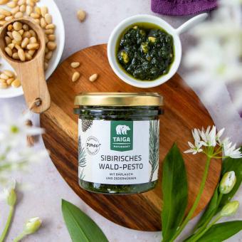 Siberian forest pesto with wild garlic and cedar nuts, organic, raw, 165 ml