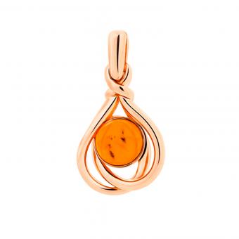 Anhänger aus 925 Silber mit Cognac-Bernstein oder Türkis, rosévergoldet