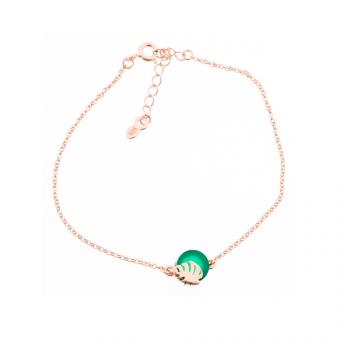 Armband aus 925 Silber mit Achat oder Lemon Bernstein, rosévergoldet